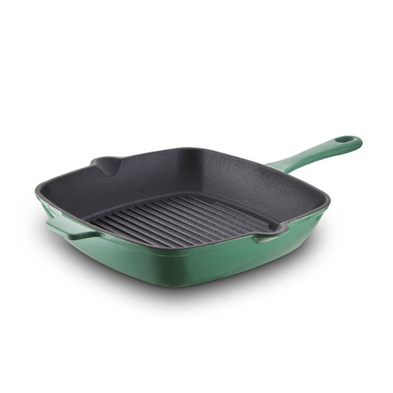 Tower Barbary & Oak Green 26cm Cast Iron Grill Pan