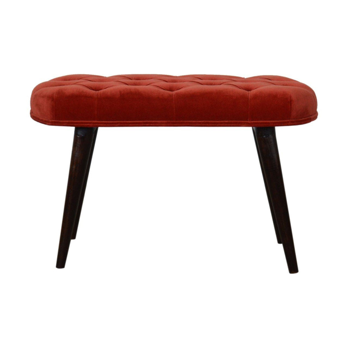 Artisan Brick Red Cotton Velvet Deep Button Bench