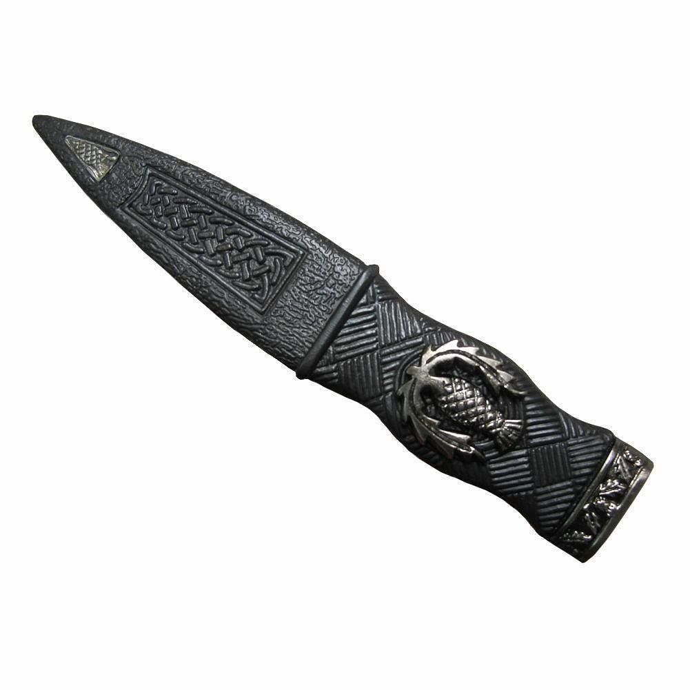 Antique Kilt Highland Wear Safety Sgian Dubh Pewter Mount Thistle Design