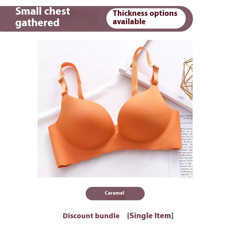 Women's Pure Color All-matching Macarons One Piece Underwear Bra-free