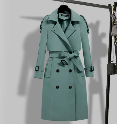 Elegant Slim-fit Slimming Waist Mid-length Trench Coat