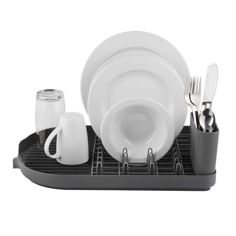 Tower Compact Dish Rack With Cutlery Holder Grey