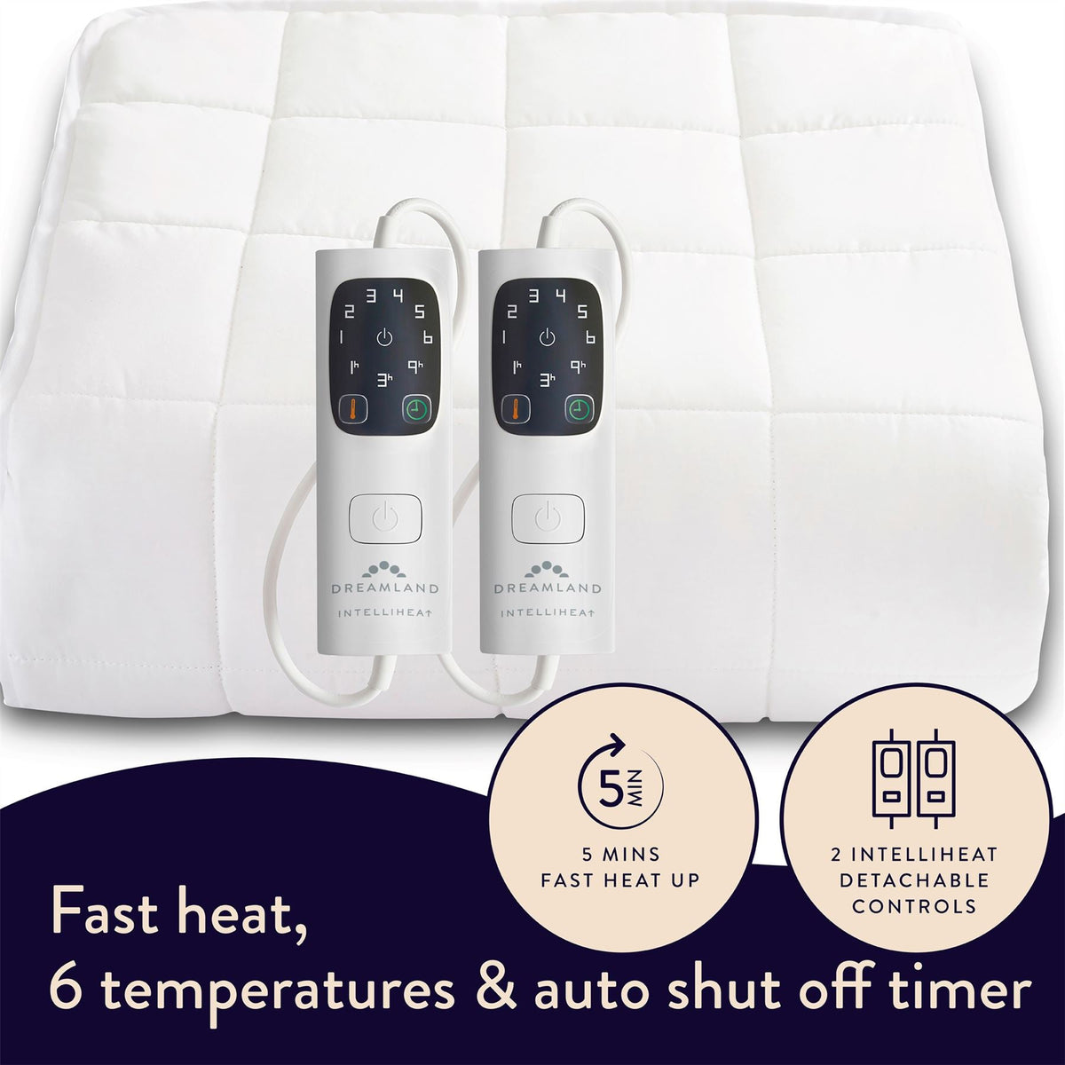 Dreamland Intelliheat Dual Control Organic Cotton Mattress Protector - Double