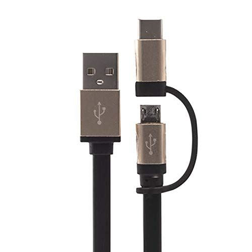 Urbanz UZ-USBCTW-BK 2 in 1 Type C USB & Micro USB to USB Cable 1M - Black/Gold