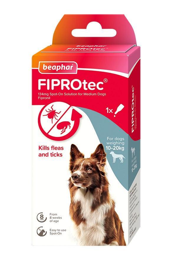 Beaphar FIPROtec Flea and Tick Spot On for Medium Dogs (10-20kg) 1 pipette - Case of 6