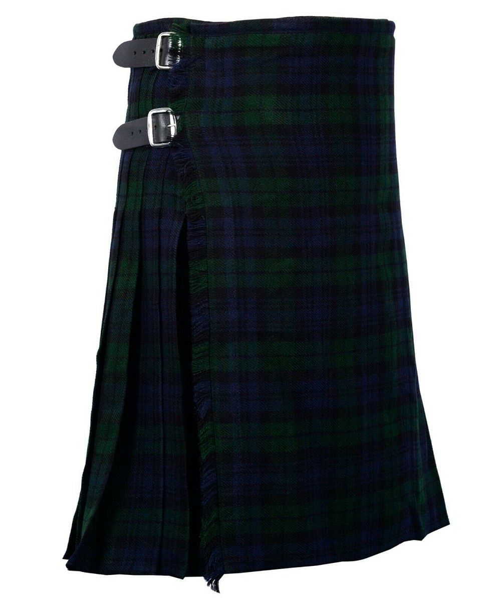 Black Watch 8 Yard Premium 16oz Scottish Men's Traditional Highland Dress Tartan Kilt Outfit Wedding Party Events