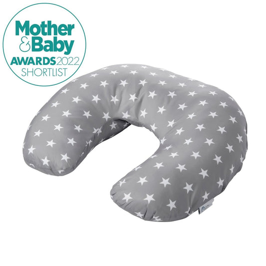 Nursing Pillow Grey Stars | Breastfeeding Support Cushion with Removable Cover