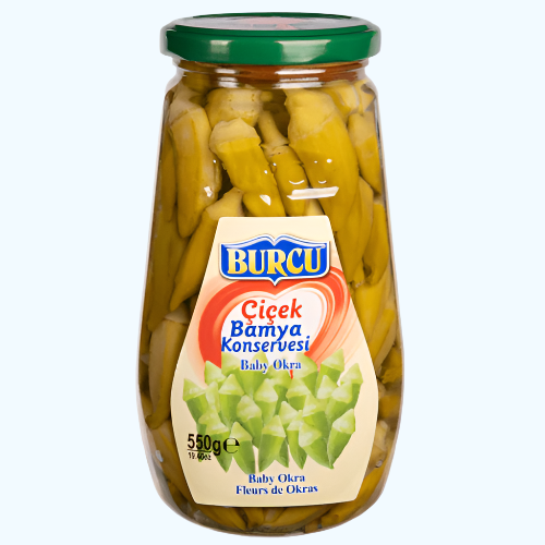 Burcu Cicek Bamya Konservesi (Baby Okra) 550g