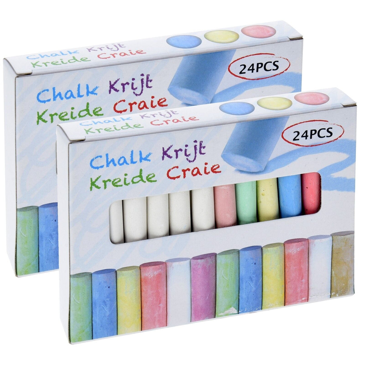 15 or 54 Piece Coloured Chalk Sticks Blackboard Pavement Kids School Dart Floor