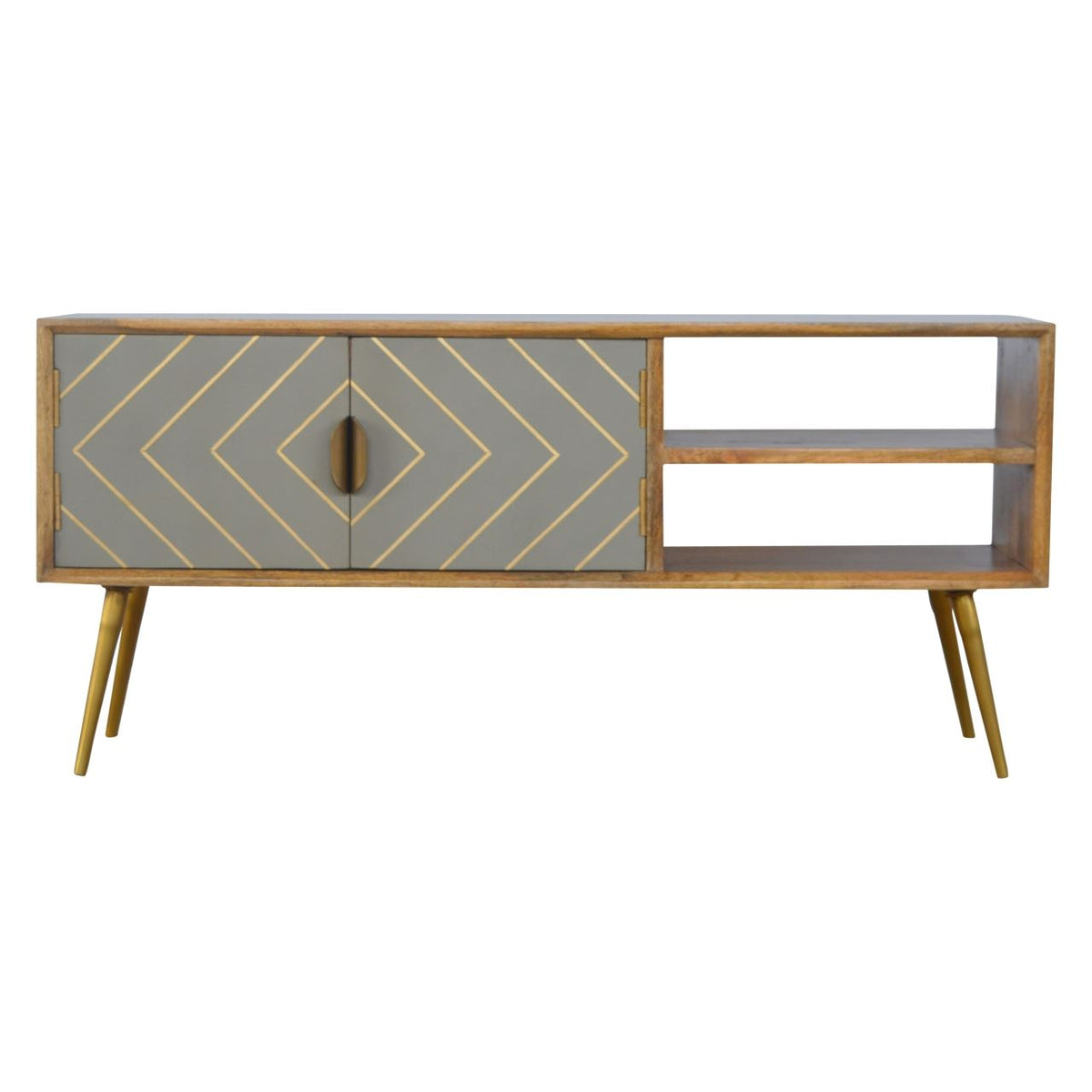 Artisan Sleek Cement Brass Inlay Media Unit