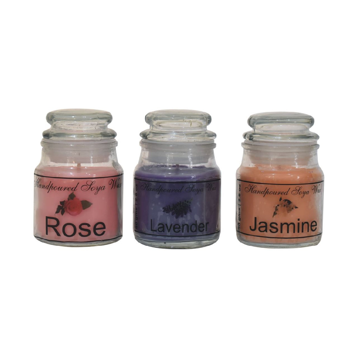 Artisan Hourglass Candle Set of 3 (Rose, Lavender, Jasmine)