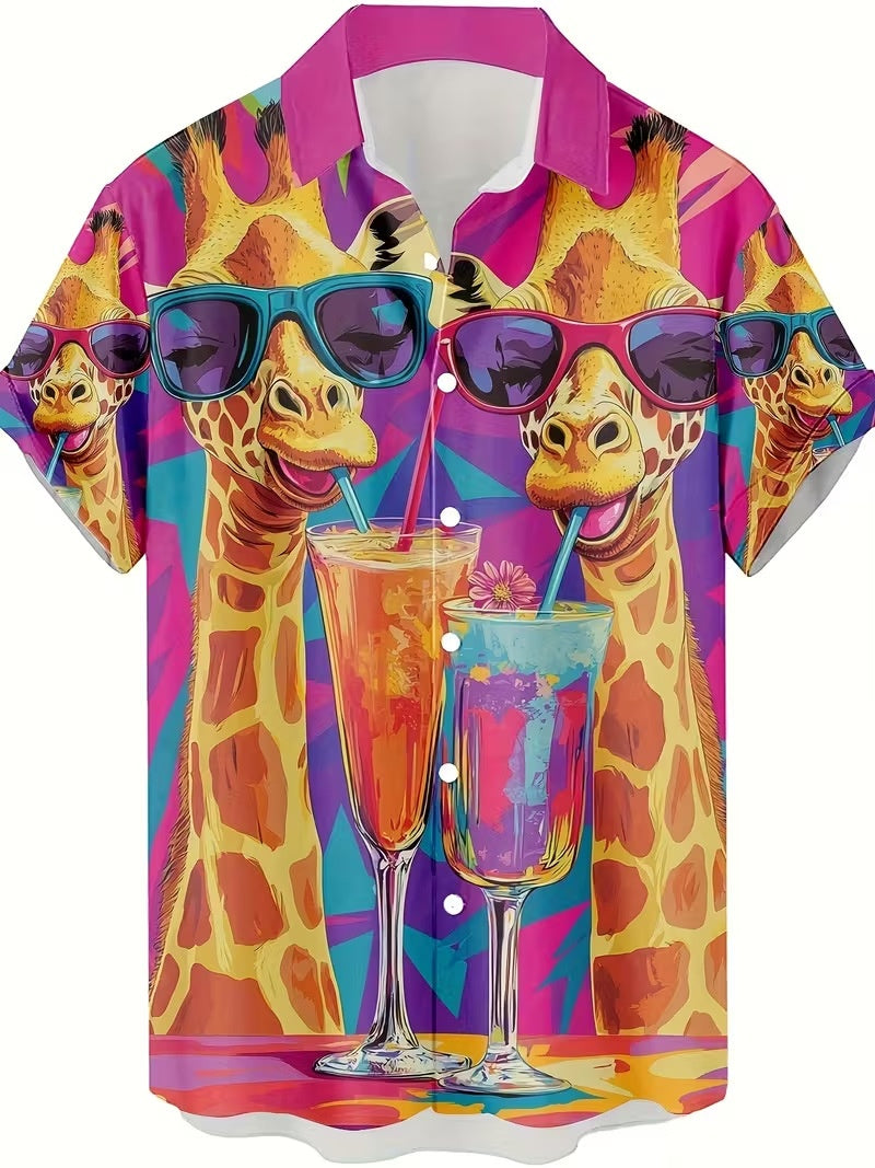 Fashion Men's Casual Floral Print Special-interest Design Shirt