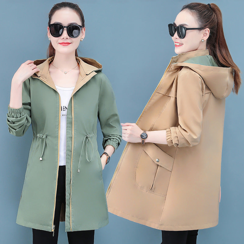 Women's Reversible Mid-Length Coat | 2-in-1 Spring & Autumn Jacket