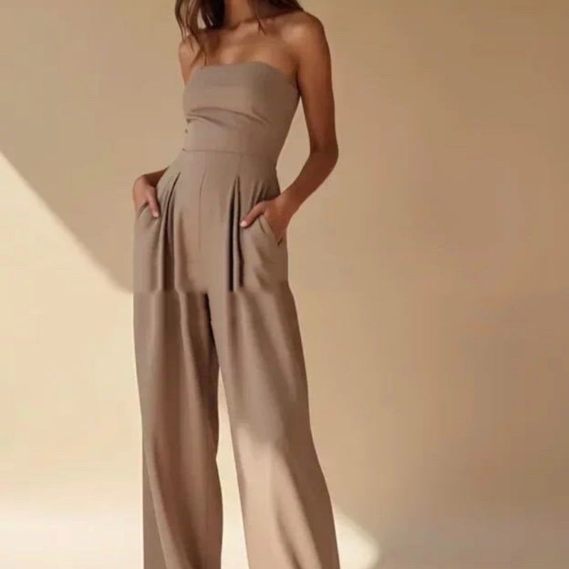 Loose Tube-top Jumpsuit Ins Fashion Backless Wide Leg Long Pants Overalls Women's Clothing
