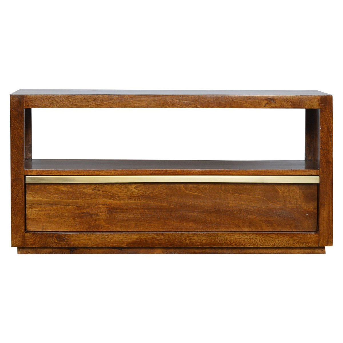 Artisan Chestnut Media Unit with Gold Bar