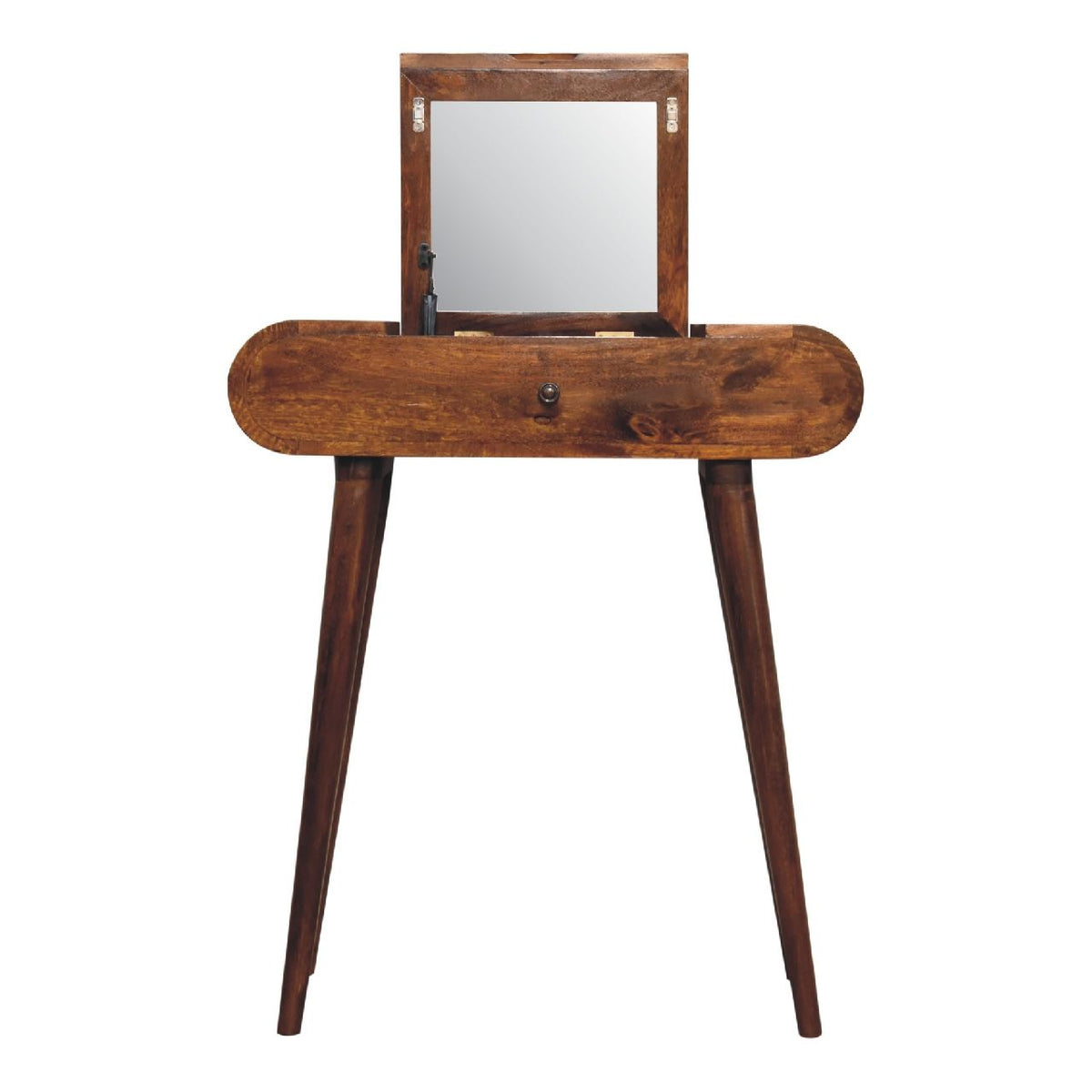 Mini Round Chestnut Fold Vanity Table