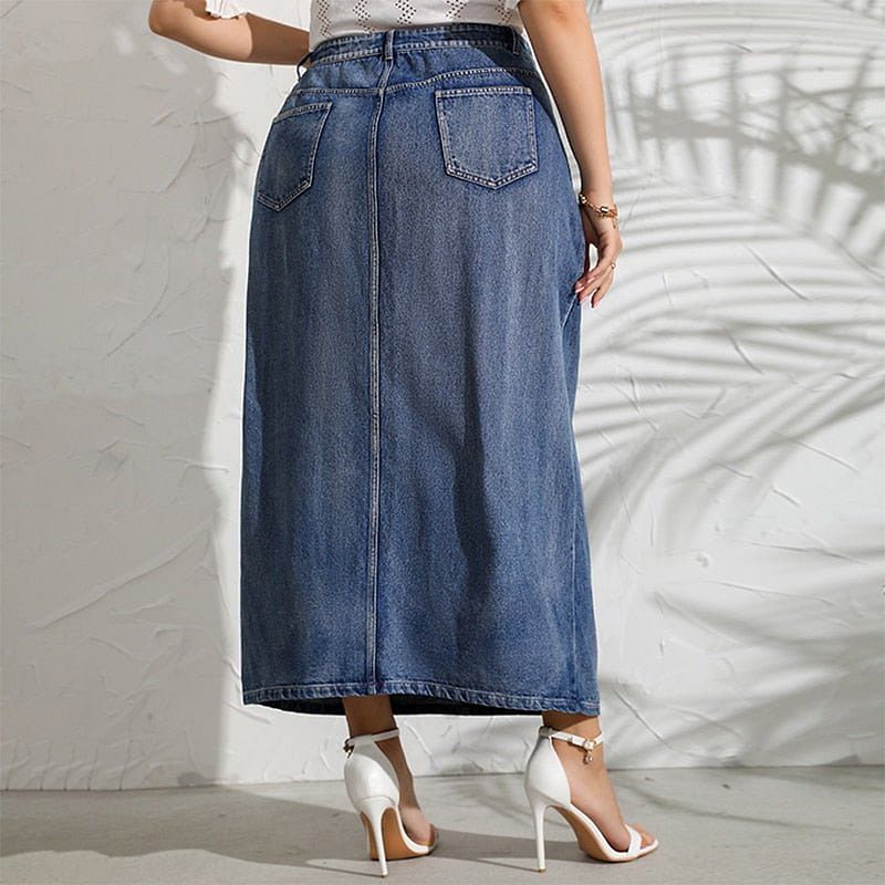 Denim Skirt Fashion Korean Long Skirt Stitching Autumn Winter Streetwear Blue Woman Skirts