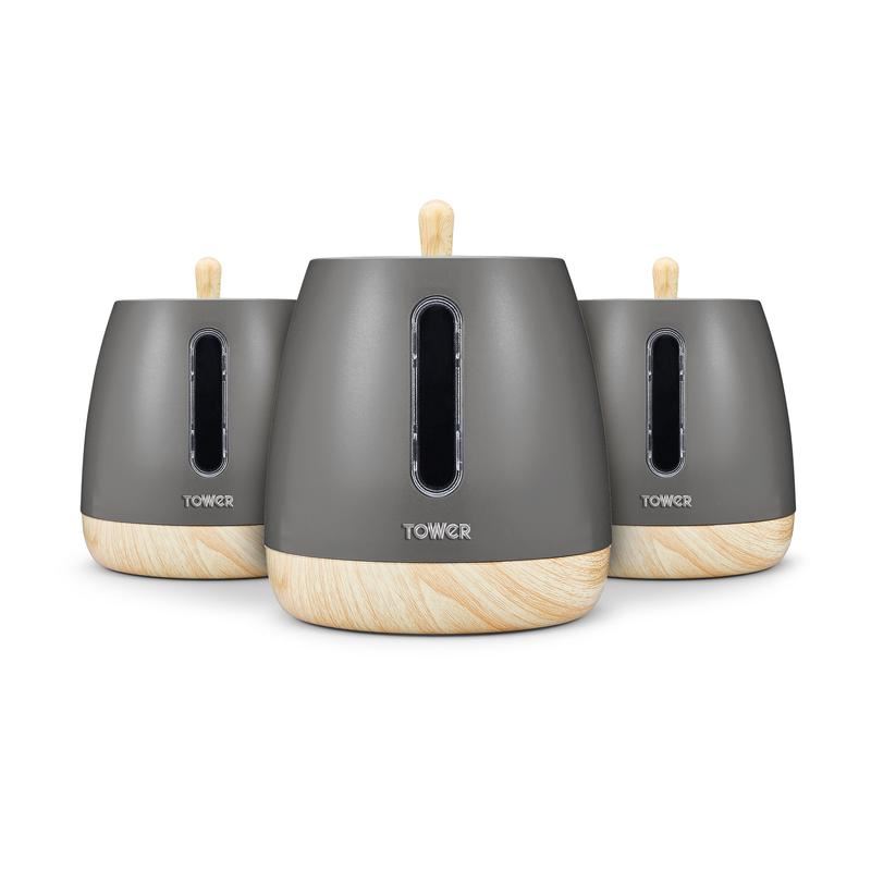 Tower Scandi 3 Piece Canisters Grey