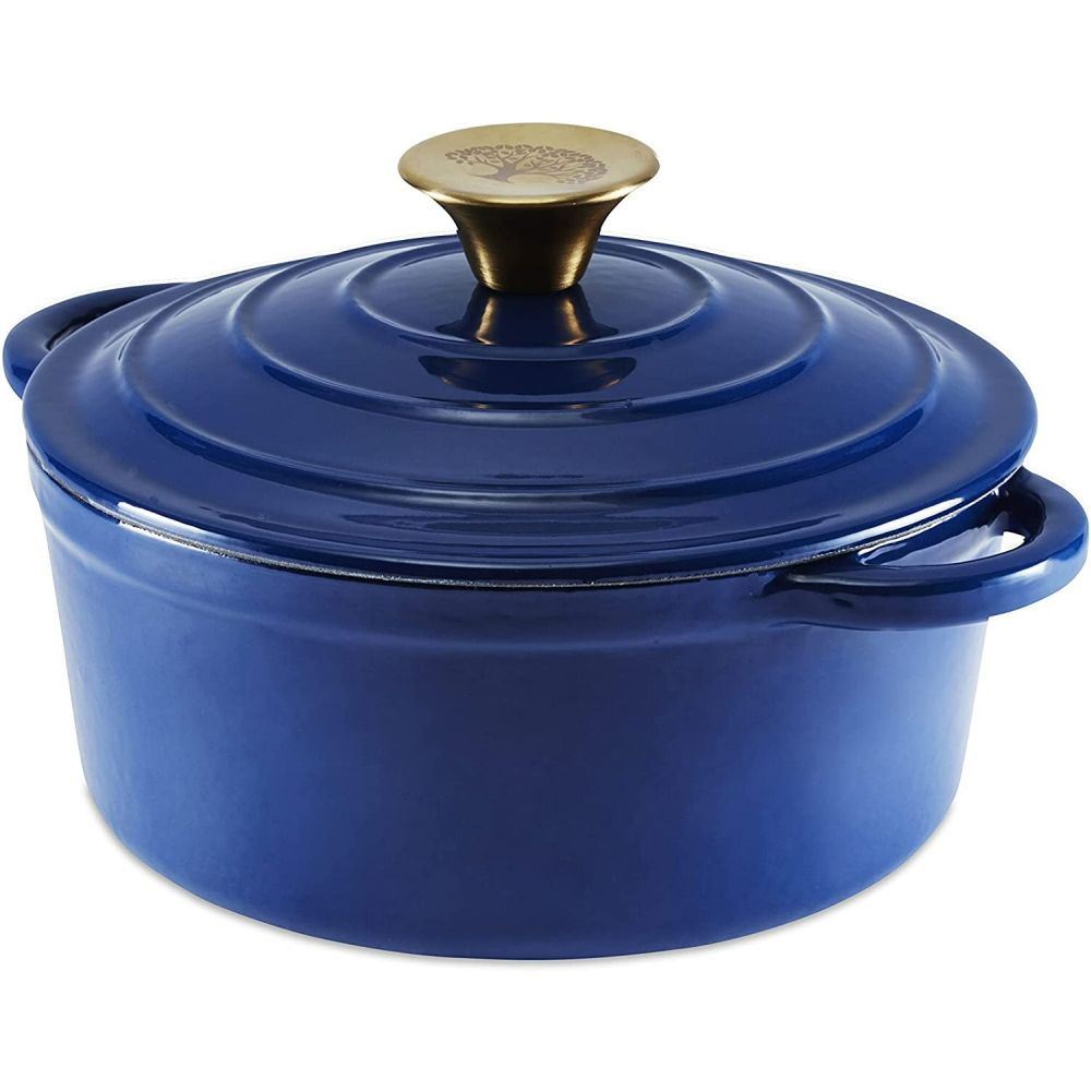 Tower Barbary & Oak Blue 20cm Round Casserole Cast Iron Pan