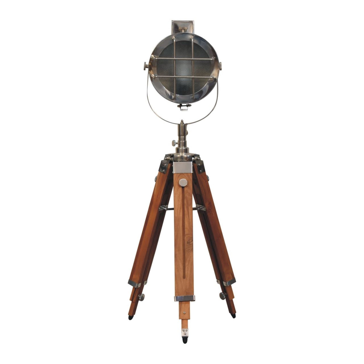 Artisan Caged Chrome Tripod Fold Spotlight Floor Lamp