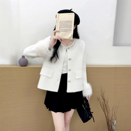 Women's Open-Front Knitted Cardigan – Long Sleeve