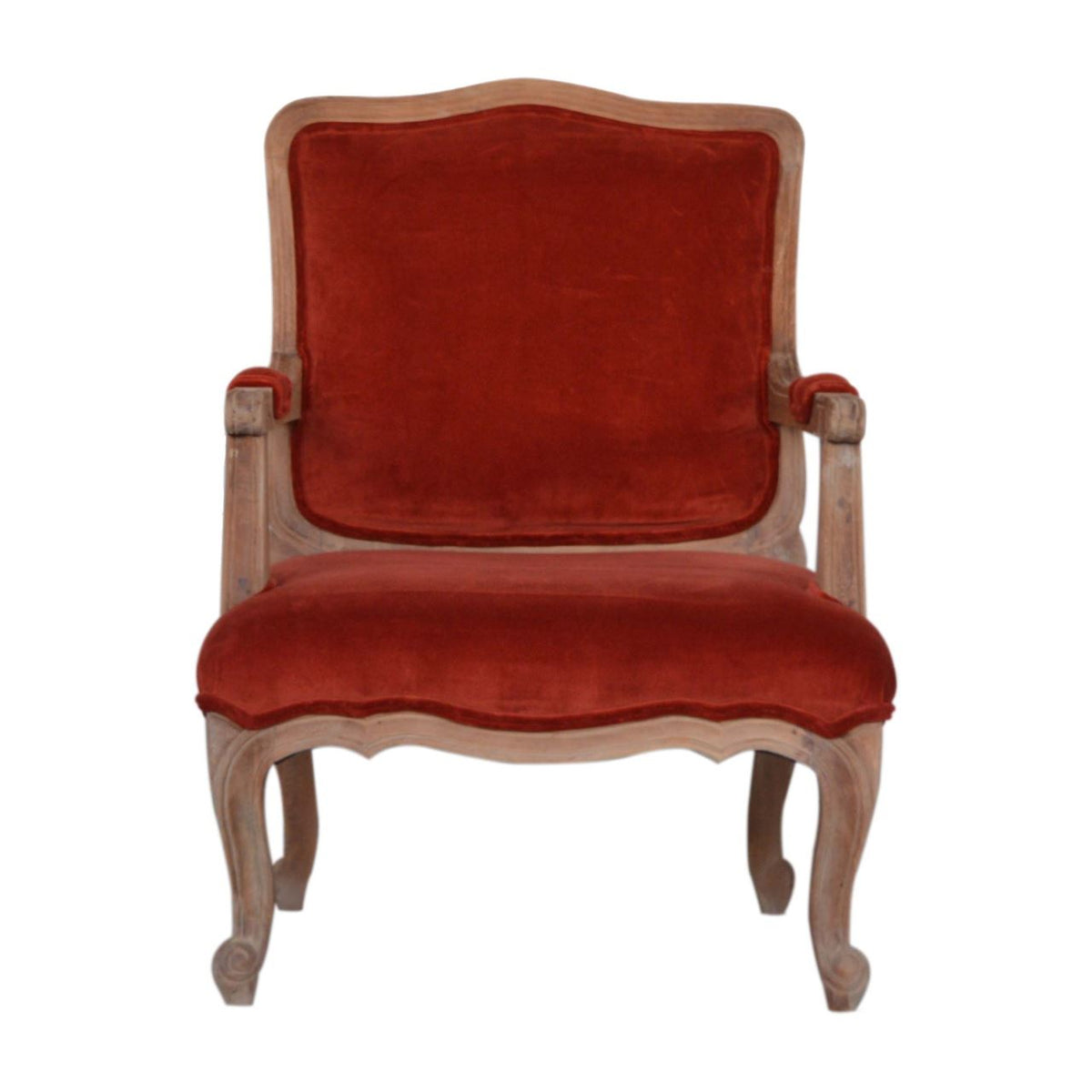 Artisan Brick Red Velvet French Style Chair