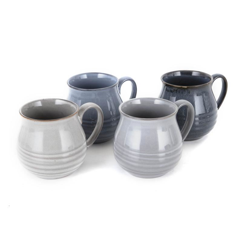 Barbary Oak Abyss Round Mug Set of 4 Reactive Glaze