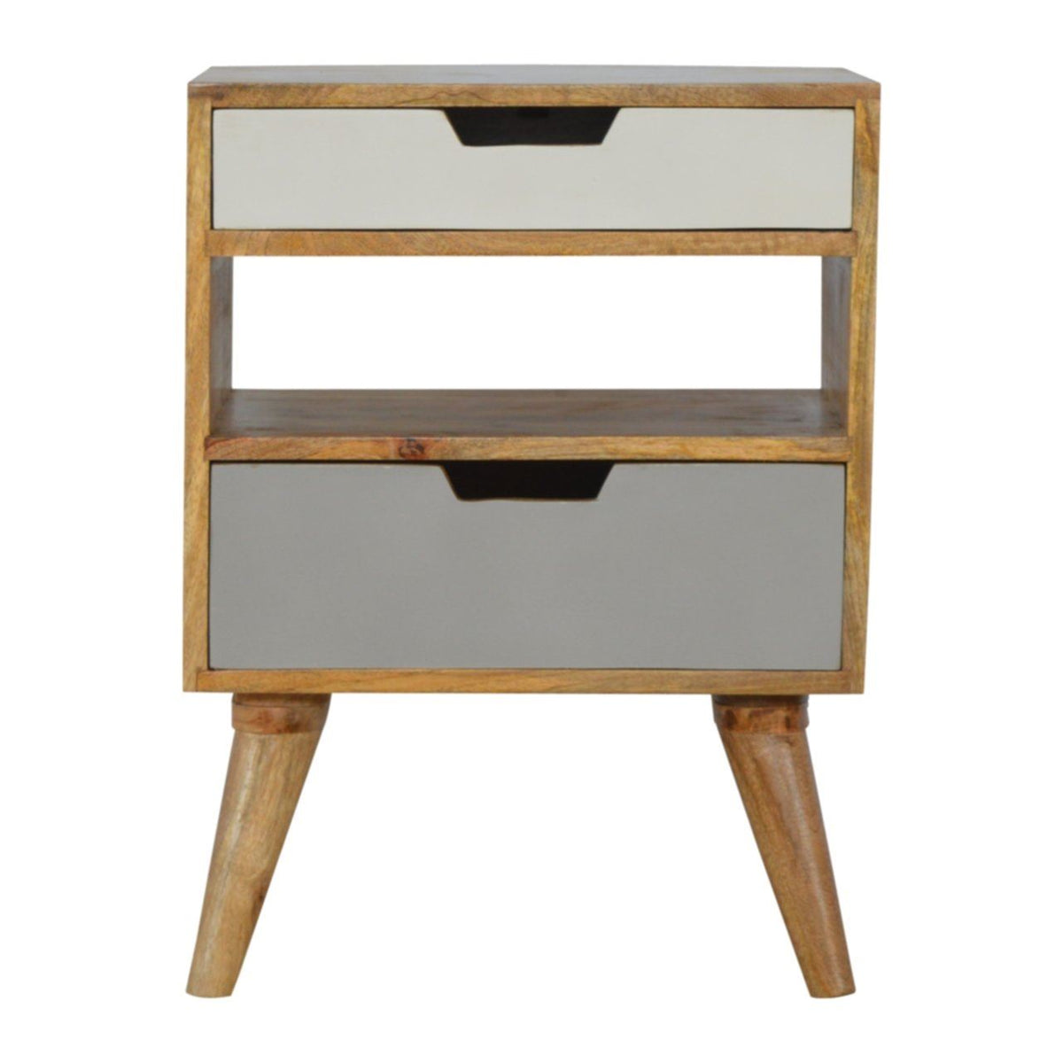 Artisan Grey and White Cut-out Bedside Table