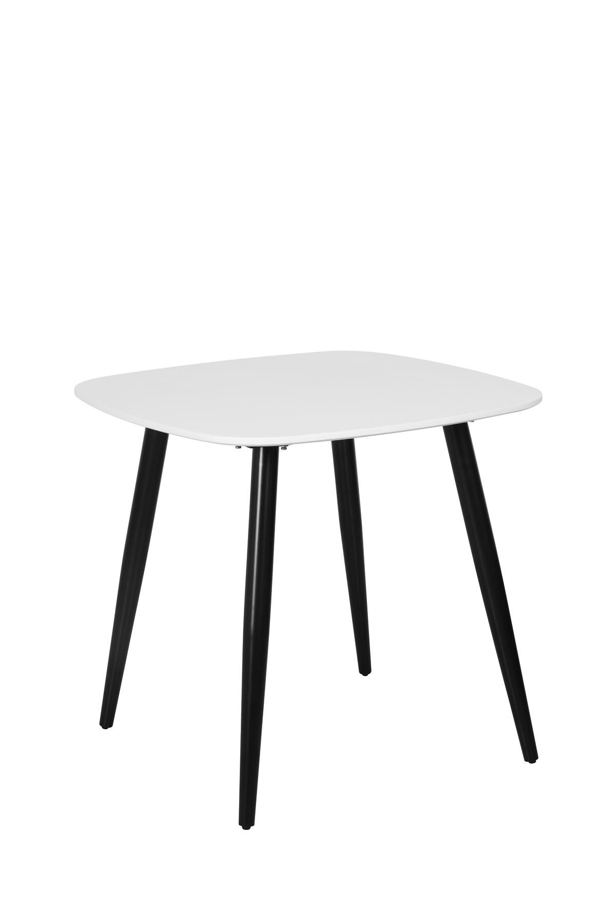 Aspen Square Dining Table White Painted Top With Black Tapered Legs