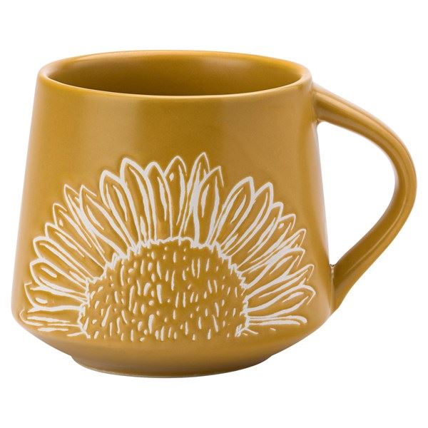 Artisan Flower Yellow Wax Resist Mug