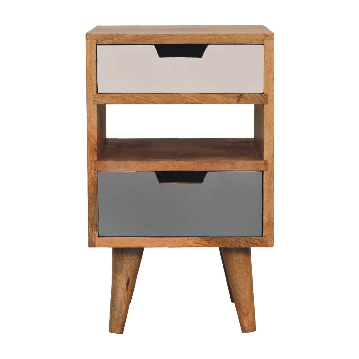 Artisan Mini Grey and White Cut-out Bedside Table
