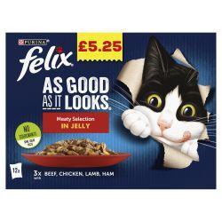 Felix As Good As It Looks Meaty Selection in Jelly Wet Cat Food 12 x 85g - Case of 4