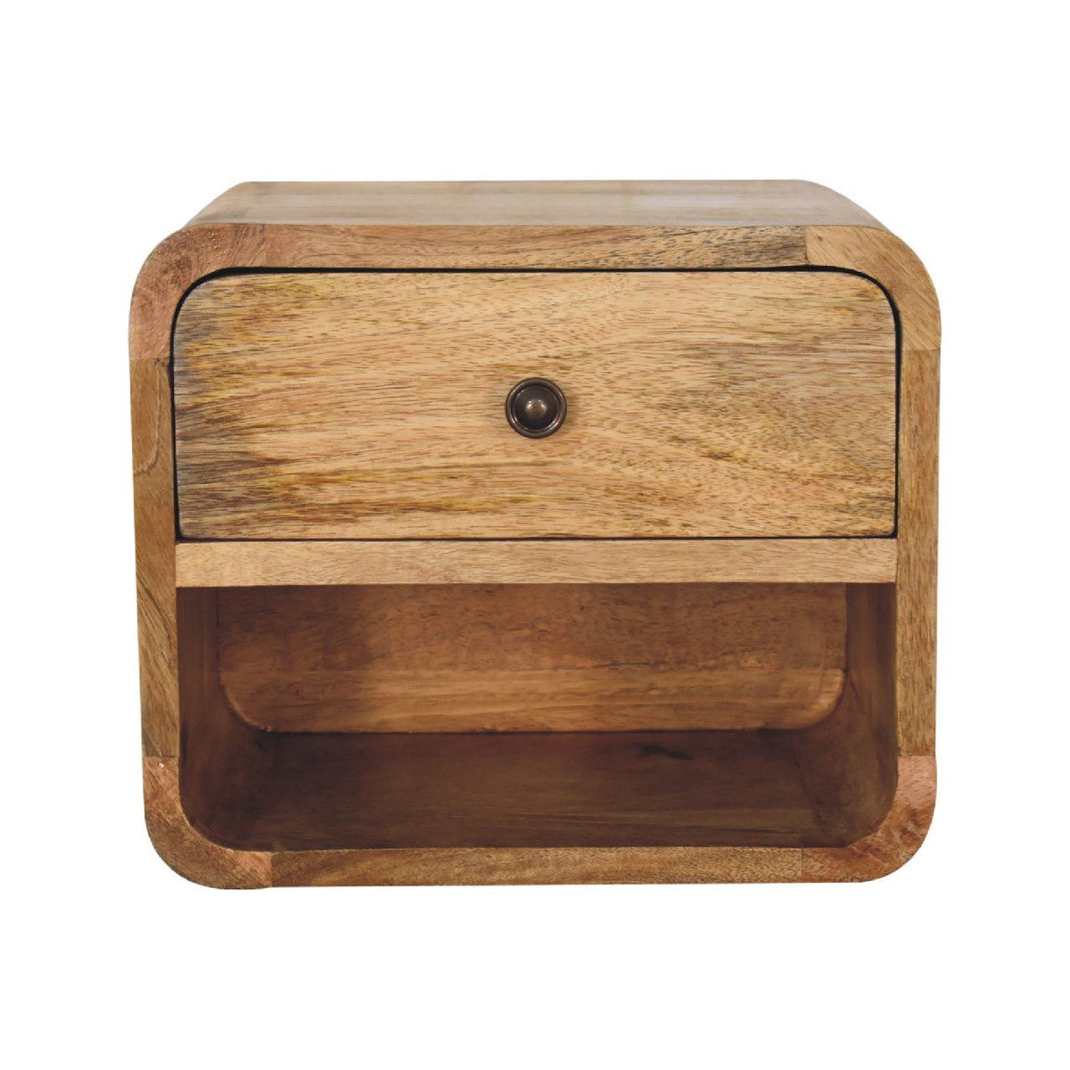 Artisan Mini Oak-ish Wall Mounted Bedside Table with Open Slot