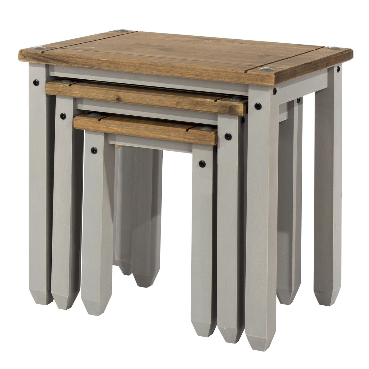 Corona Grey Wax Finish Nest Of Tables
