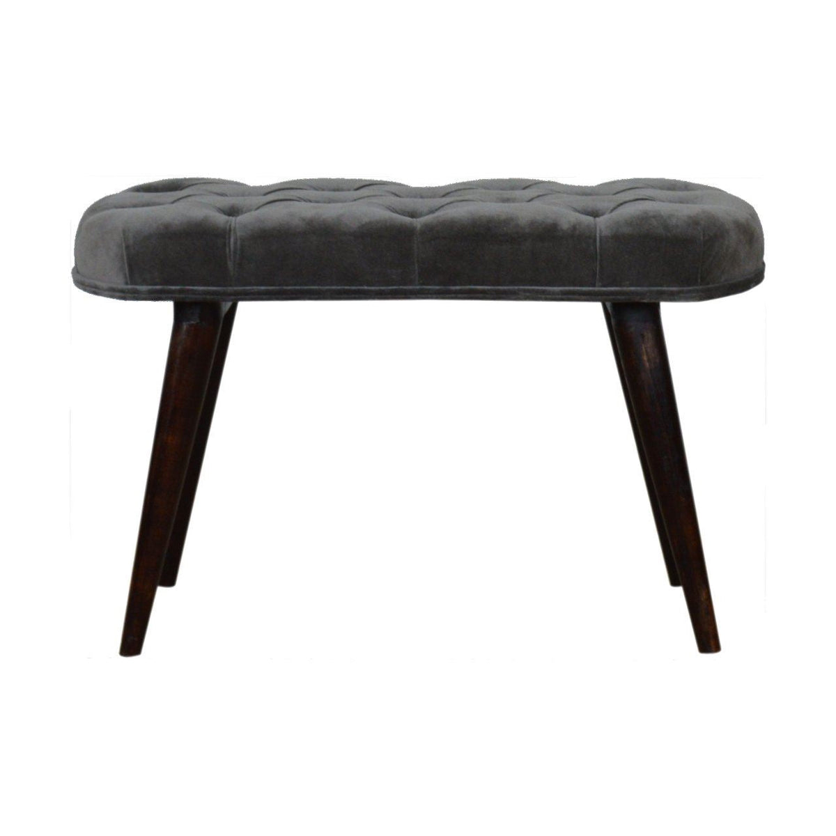 Artisan Grey Cotton Velvet Deep Button Bench