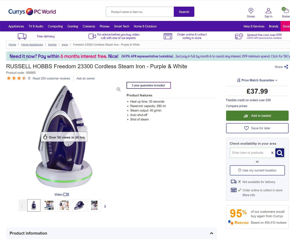 Russell Hobbs Freedom Cordless Steam Iron