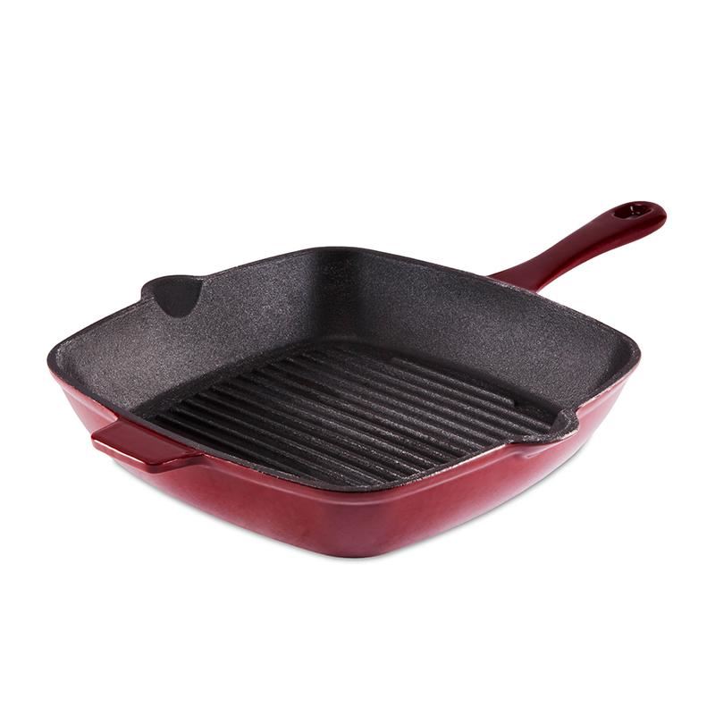 Tower Barbary & Oak Red 26cm Cast Iron Grill Pan
