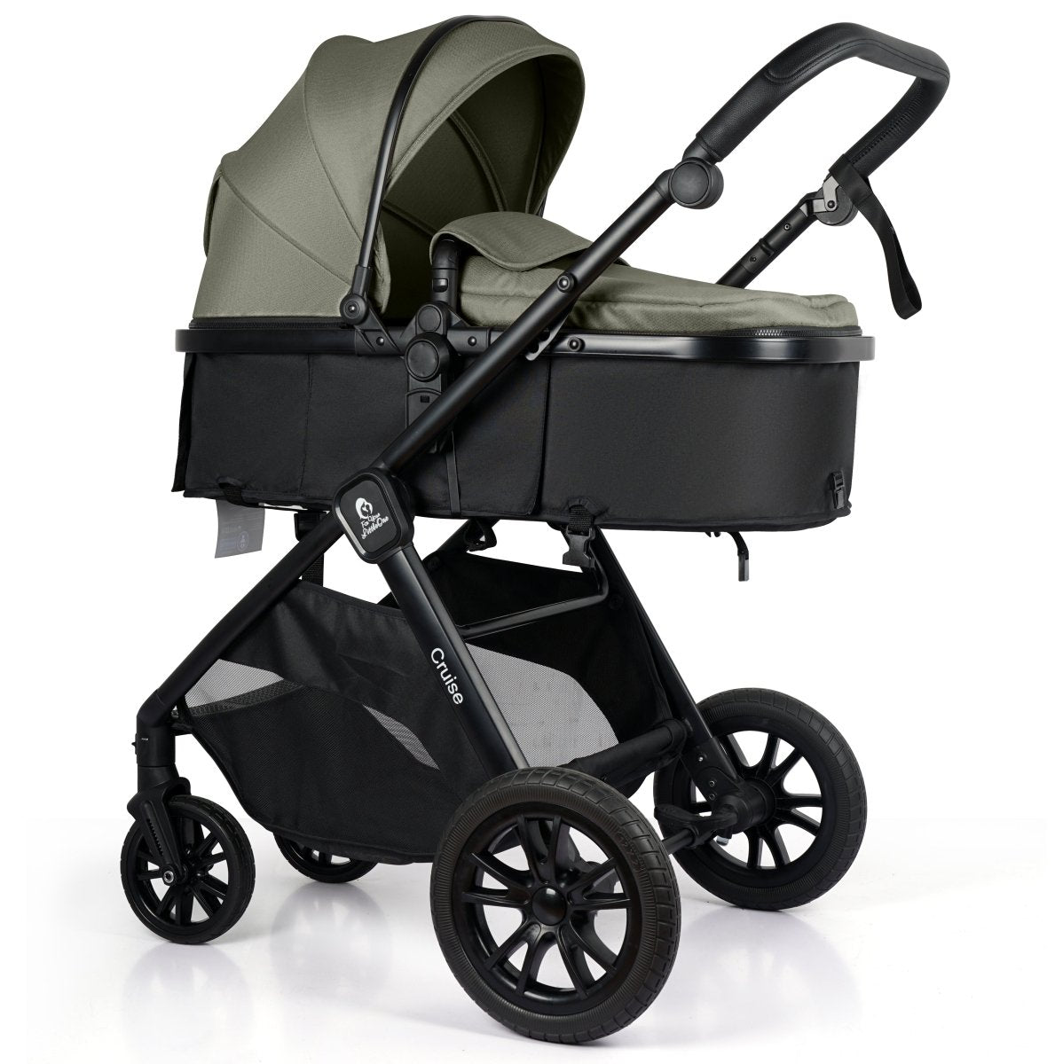 Cruise 3-in-1-Reisesystem mit i-Size-Autositz – Pebble Sage (Gratis Getränkehalter und Sitzeinlage inklusive)