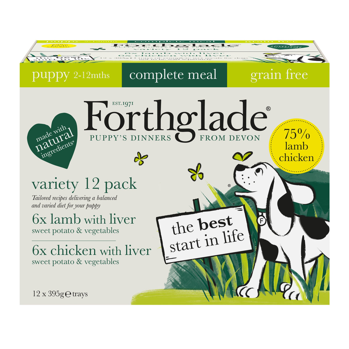 Forthglade Puppy Complete Grain Free Variety with Liver and Vegetables Trays 395g - Case of 12