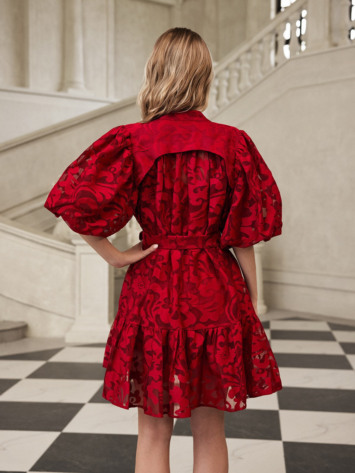 Galdris Puff Sleeve Printed Mini Dress