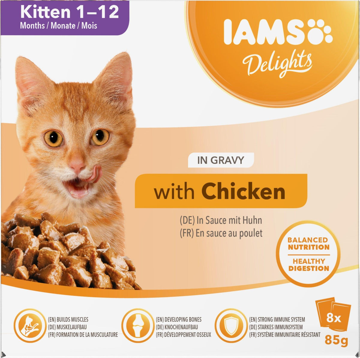 Iams Delight Kitten Chicken in Gravy 85g - Case of 8
