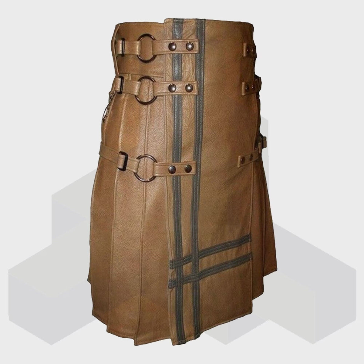 Brown Leather Kilt for Men – Removable Apron Utility Kilt | Scottish Fashion Kilts