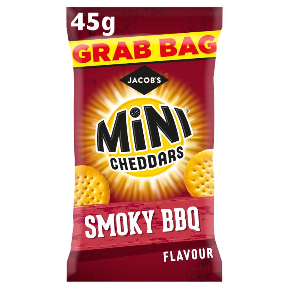 Jacob's Mini Cheddars Smoky BBQ Grab Bags 45g – Box of 30