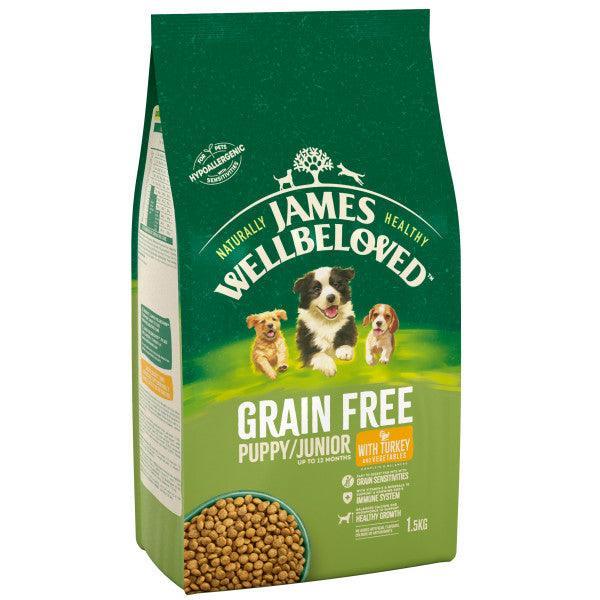 James Wellbeloved Puppy & Junior Grain Free Turkey & Vegetables Dry Dog Food 1.5kg