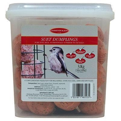Johnston & Jeff Suet Dumplings Tub | 30 x 100g | High-Energy Wild Bird Food
