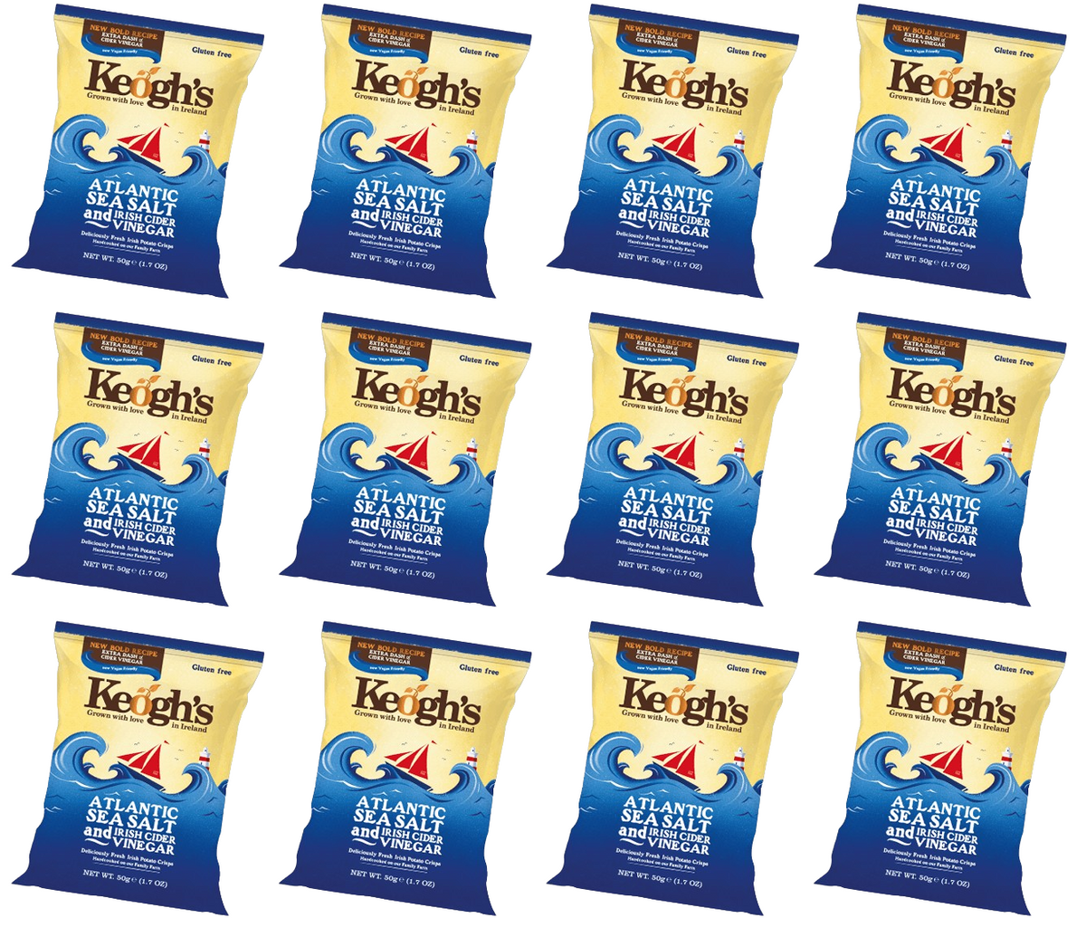 12 x Keogh's Sal Marina del Atlántico y Dulce Vinagre Irlandés 125 g