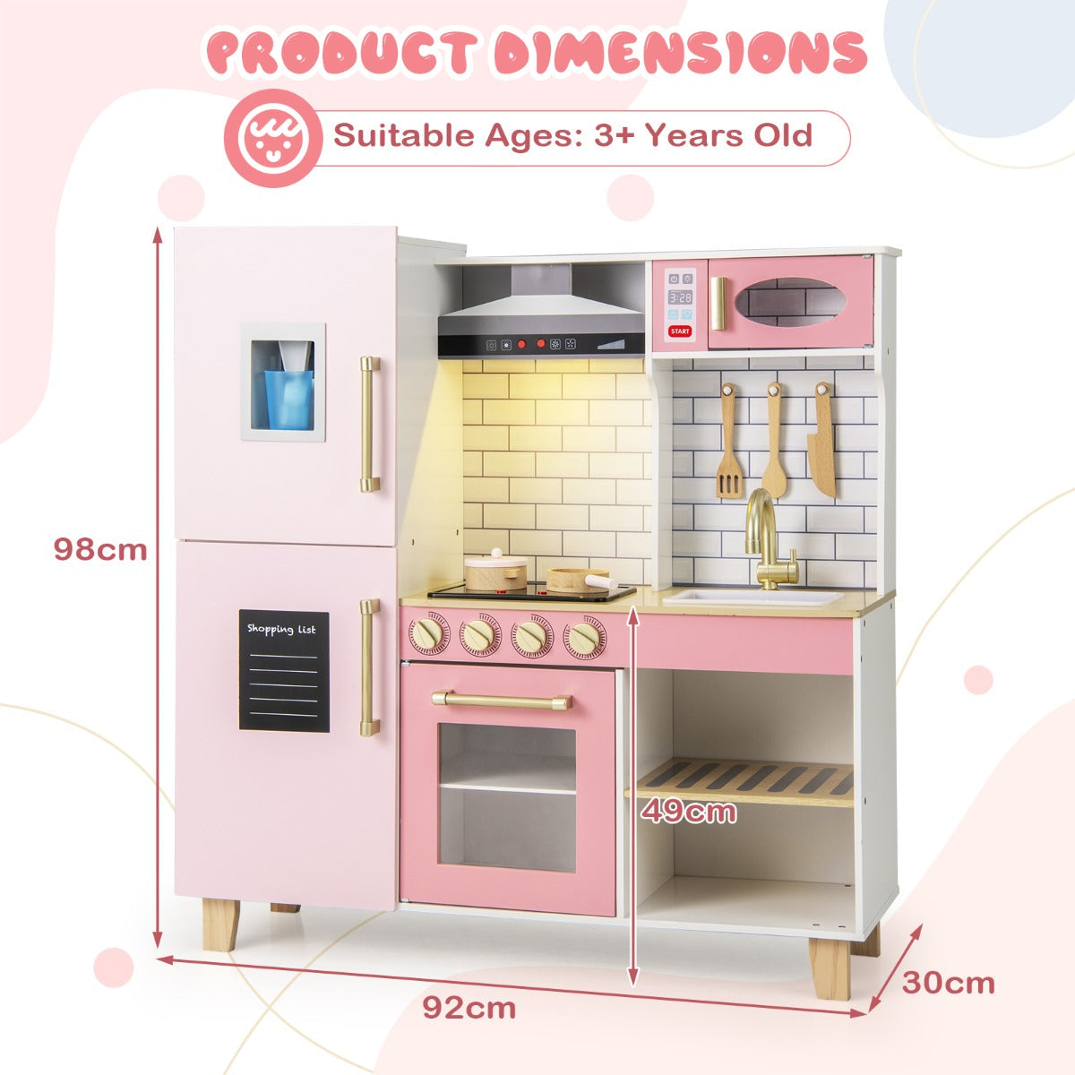 Kitchen Playset for Kids with Realistic Lights and Sounds-Pink