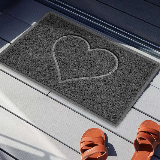 Nicoman Heart Embossed Spaghetti Door Mat | Indoor & Outdoor | Non-Slip | Machine Washable