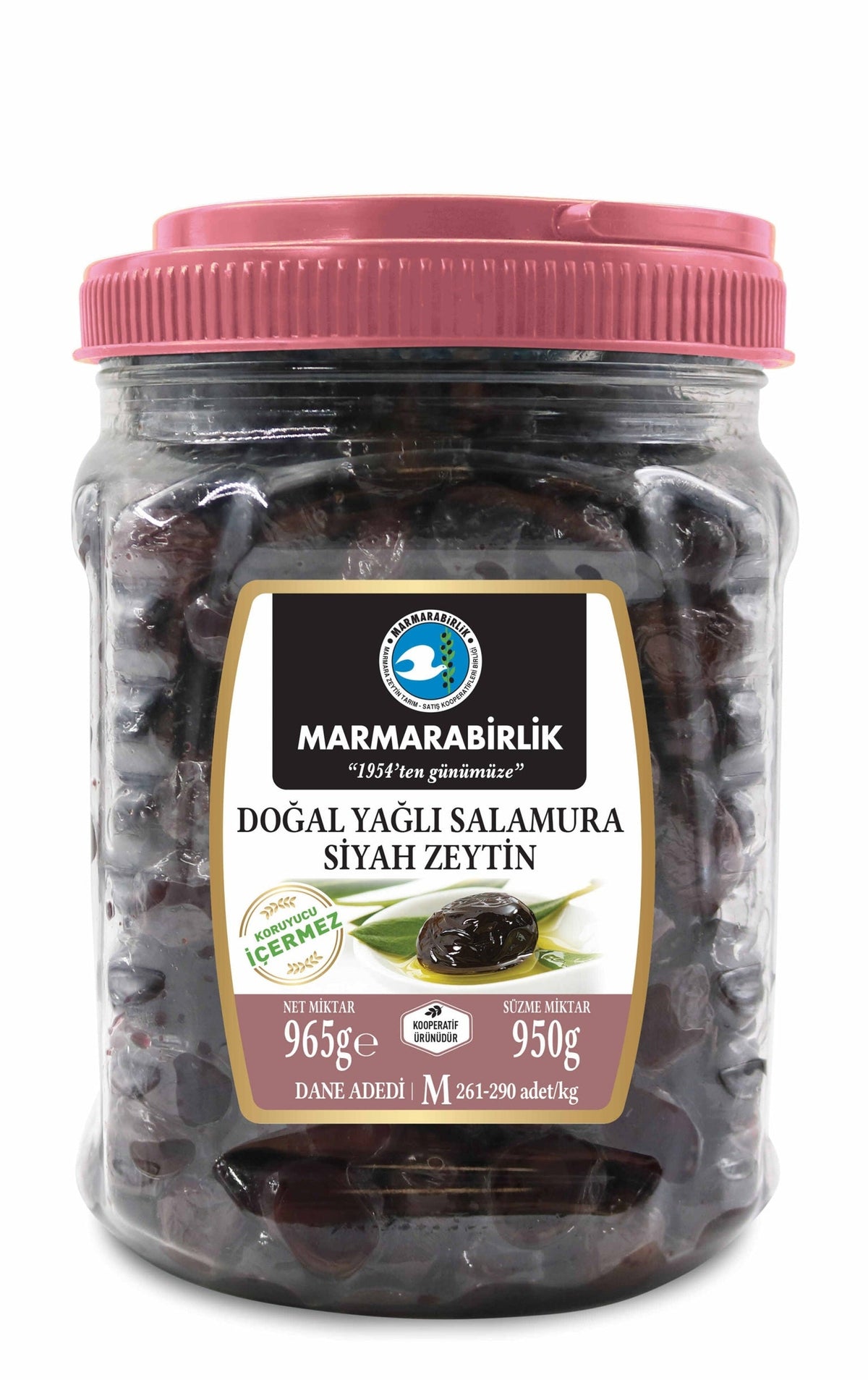 Marmarabirlik Natural Oiled Brine Black Olives M 950g