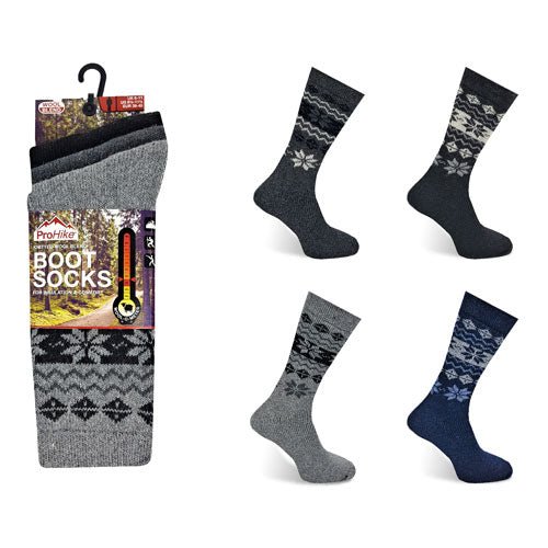 Mens ProHike Fairisle Wool Blend Boot 3 Pairs Socks